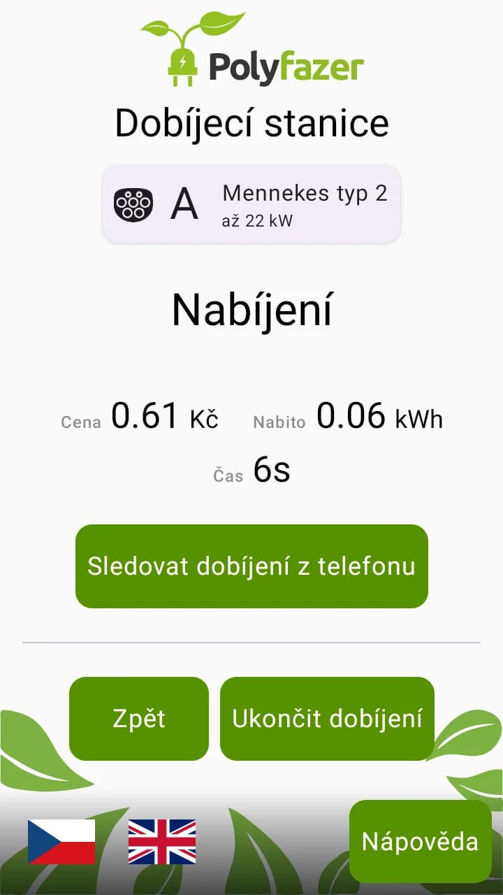 Terminal screen - Charging in progress